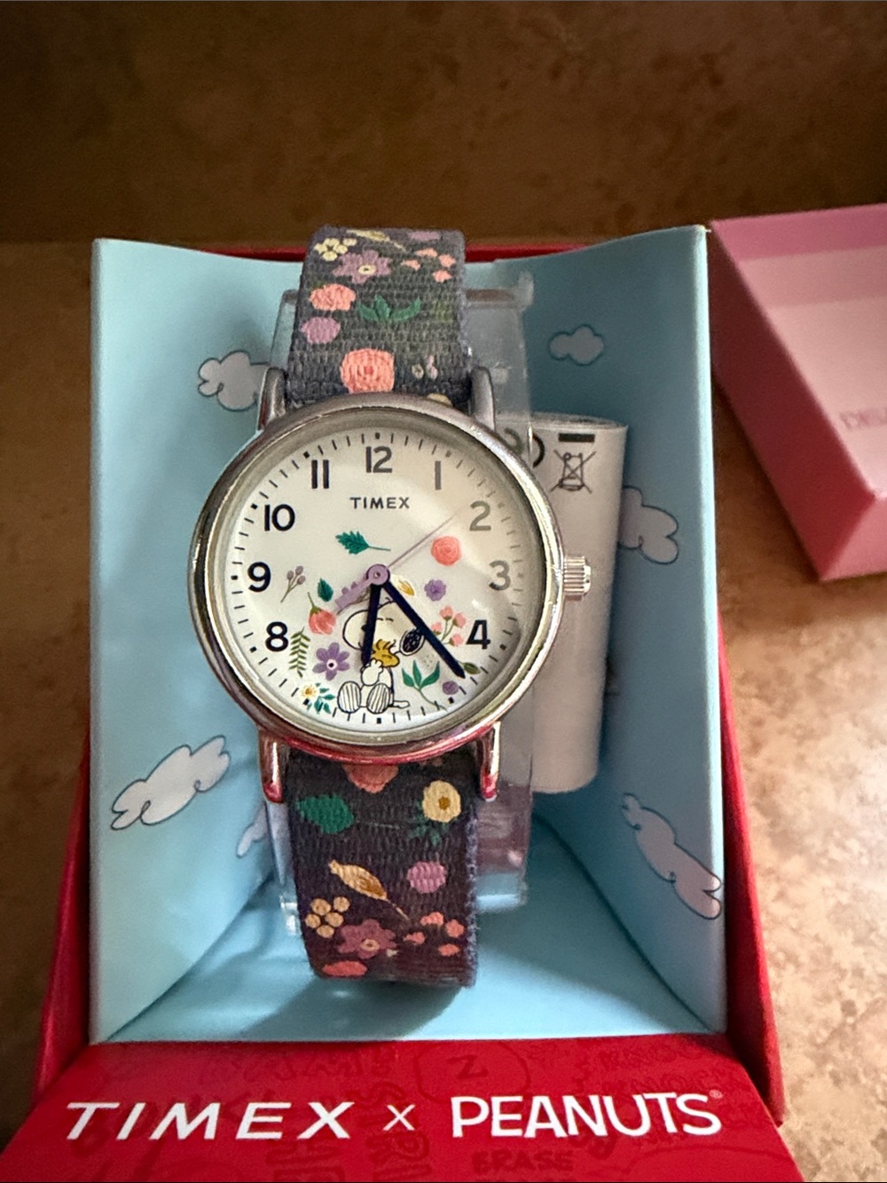 Timex Floral Peanuts(Snoopy)Womens Watch - Grayish Strap with Multicolor Flowers